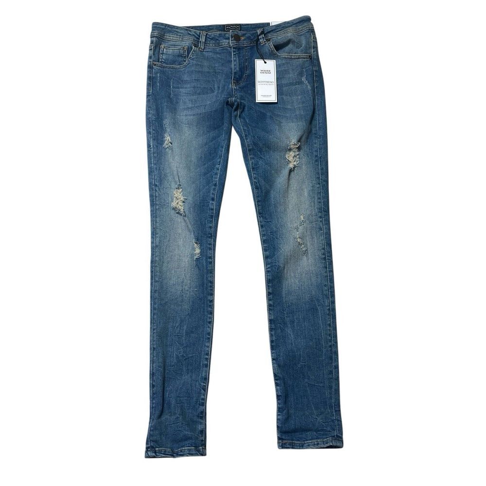 NWT Waredenim Warehouse Jeans Womens S UK10‎ Boyfriend distressed slim low rise